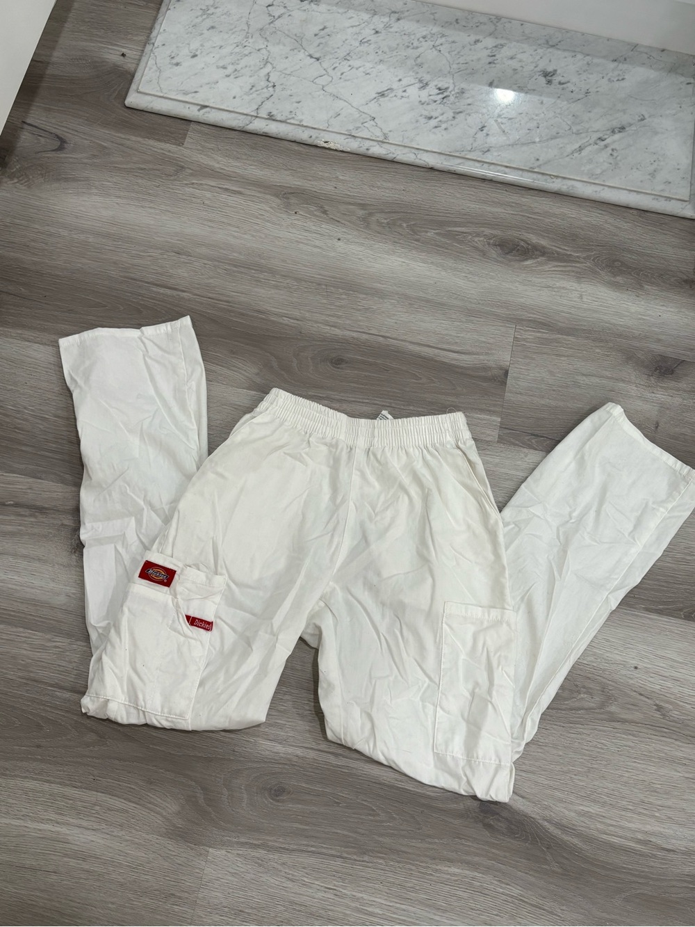 White Cargo Jogger Pants with Elastic Waist
